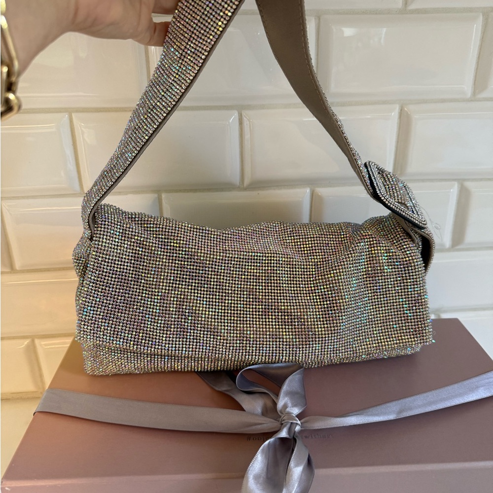 Dazzling Crystal silver Women's Shoulder Bag. Brand new. Silk interior - Picture 3 of 6